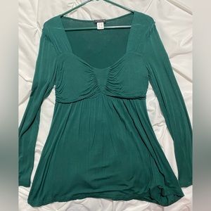 VENUS Hunter Green Long-sleeve Babydoll Top Size Small Worn Once